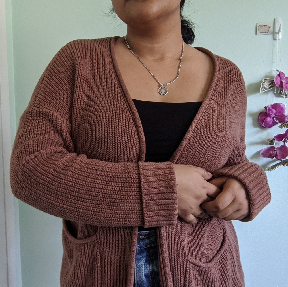 Comfy Oversized Brown Cardigan